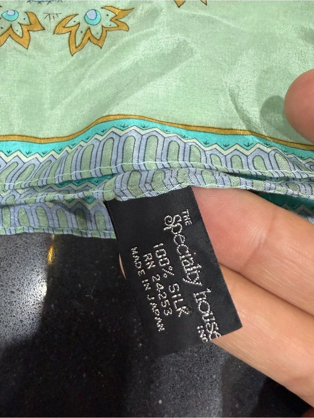 The Specialty House Floral Paisley Silk Scarf - Mint & Light Blue